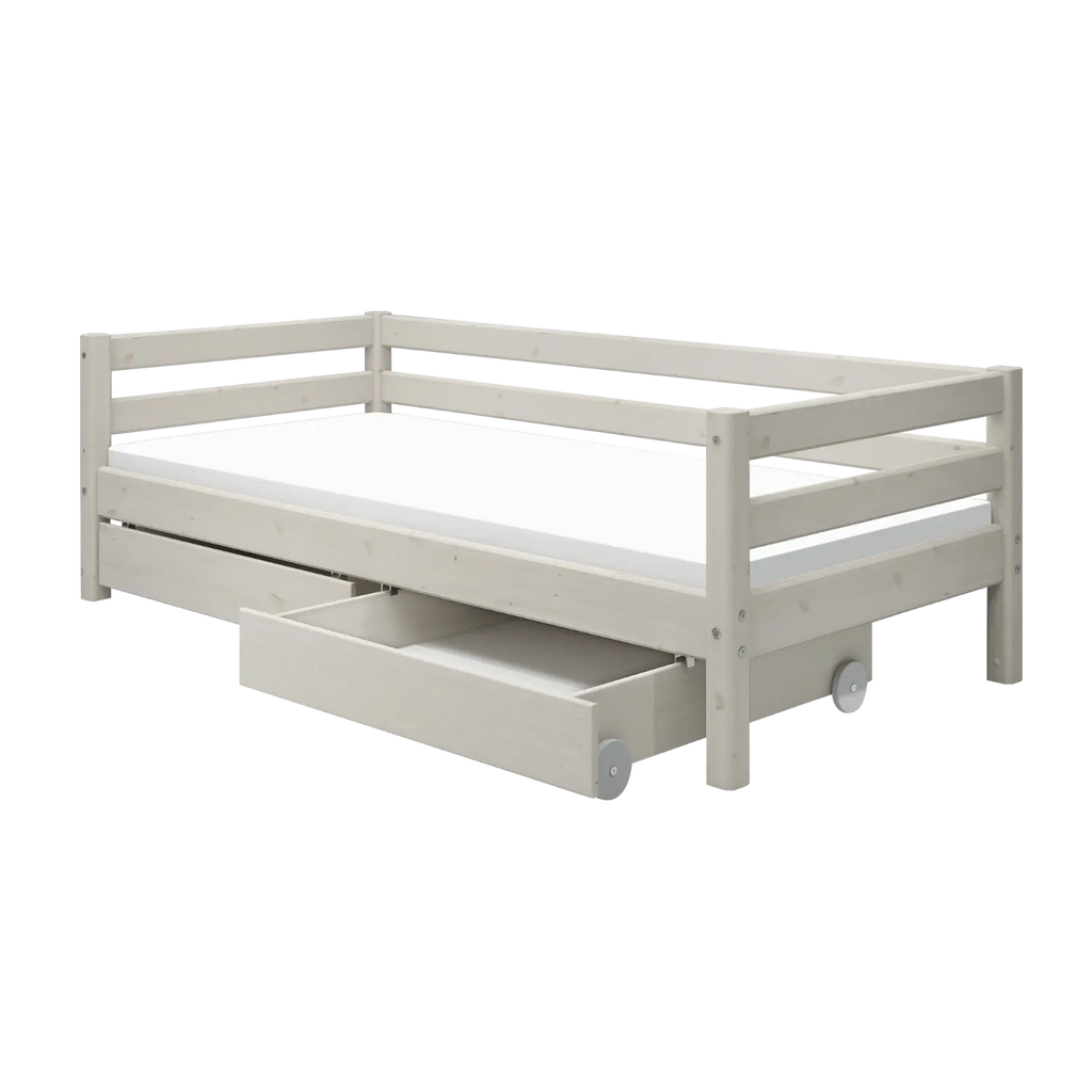 Lit simple avec rangement, 90x200 cm, Blanc