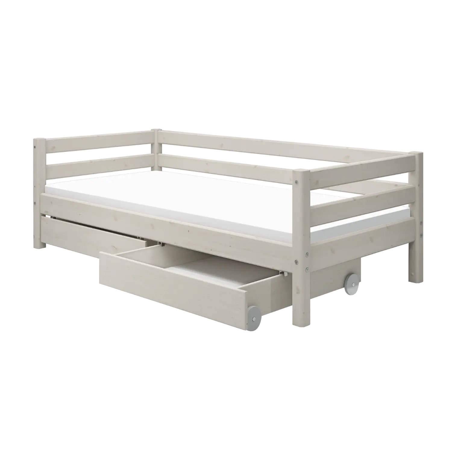 Lit simple avec rangement, 90x200 cm, Blanc