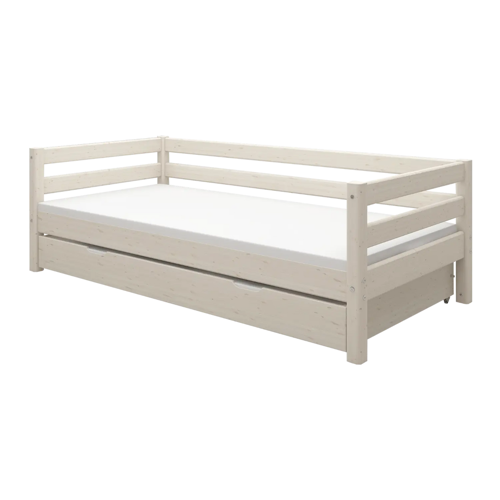 Lit simple avec lit gigogne, 90x200 cm, blanc
