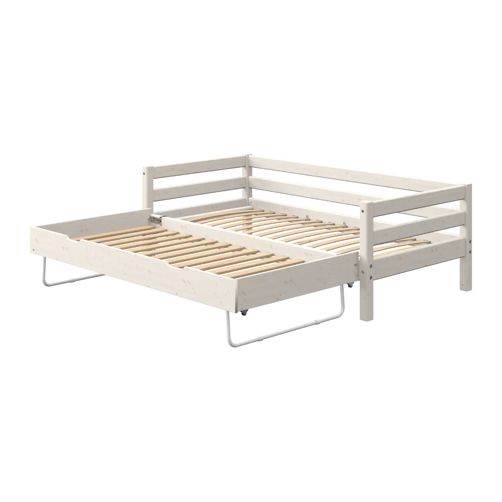 Lit simple avec lit gigogne, 90x200 cm, blanc
