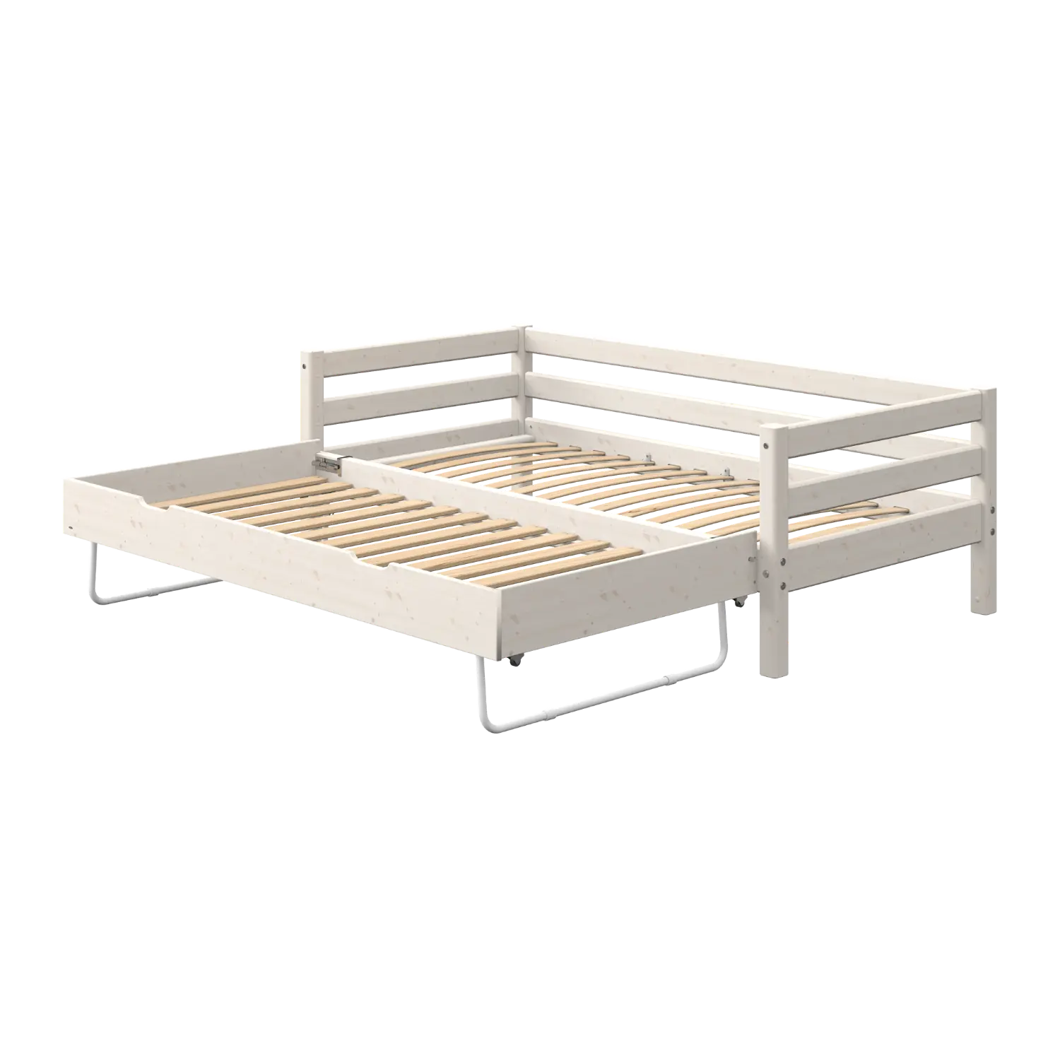 Lit simple avec lit gigogne, 90x200 cm, blanc