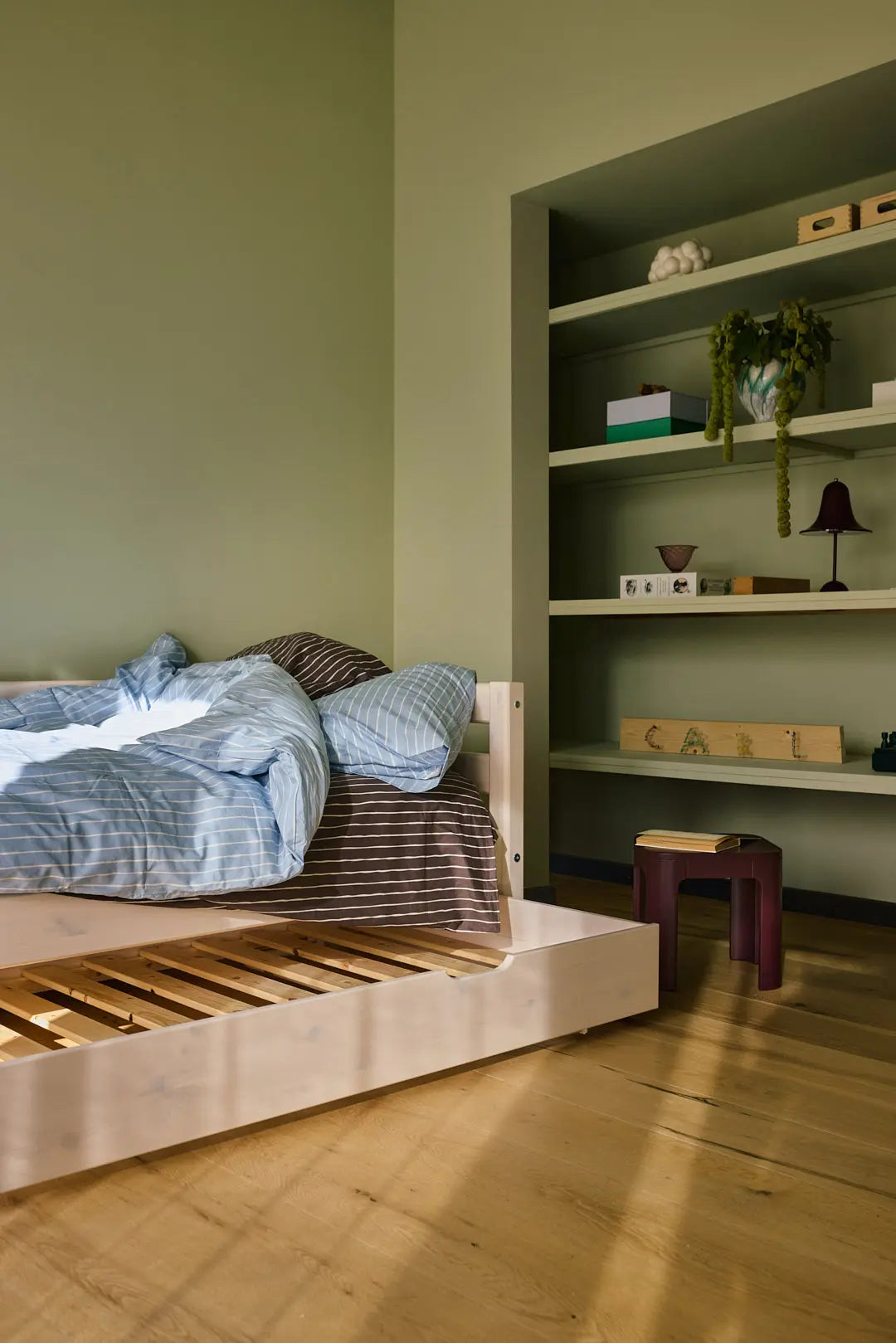 Lit simple avec lit gigogne, 90x200 cm, blanc