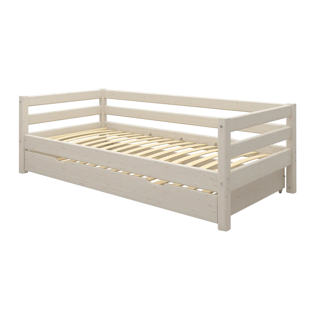 Lit simple avec lit gigogne, 90x200 cm, blanc