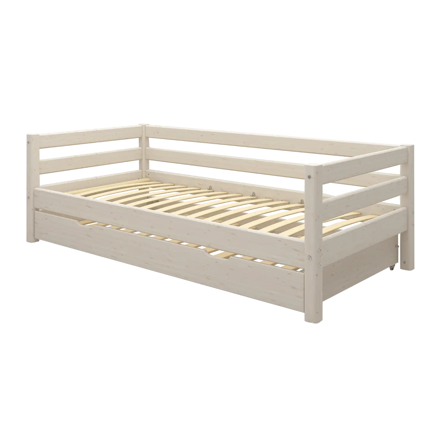 Lit simple avec lit gigogne, 90x200 cm, blanc
