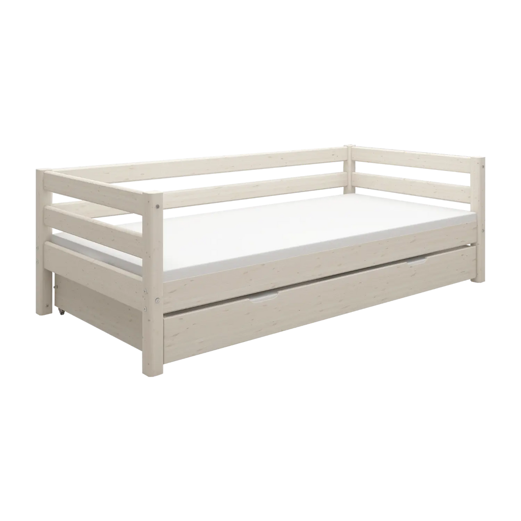 Lit simple avec lit gigogne, 90x200 cm, blanc