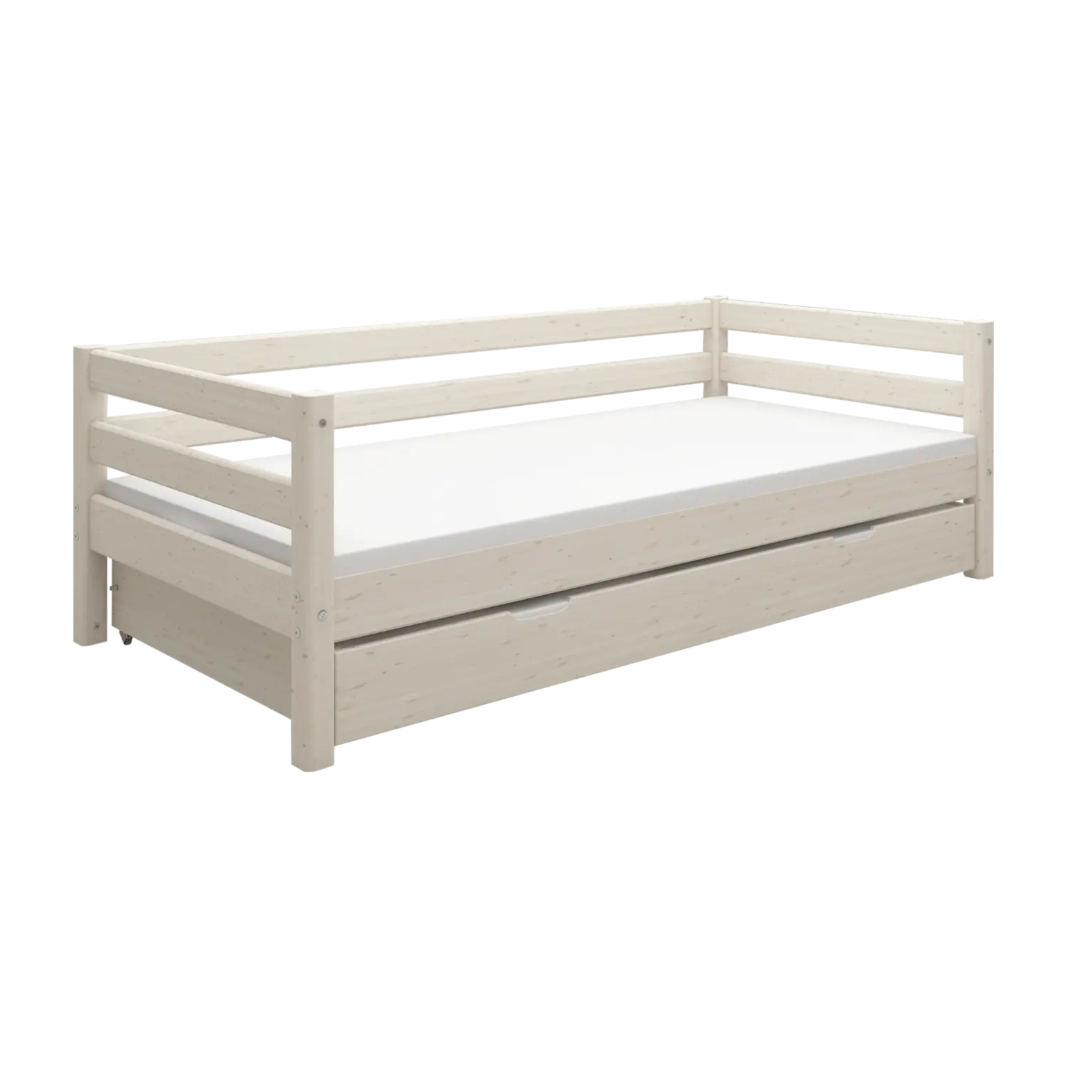 Lit simple avec lit gigogne, 90x200 cm, blanc