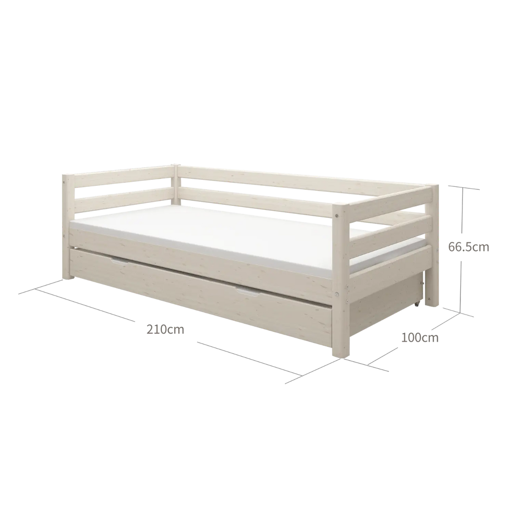 Lit simple avec lit gigogne, 90x200 cm, blanc
