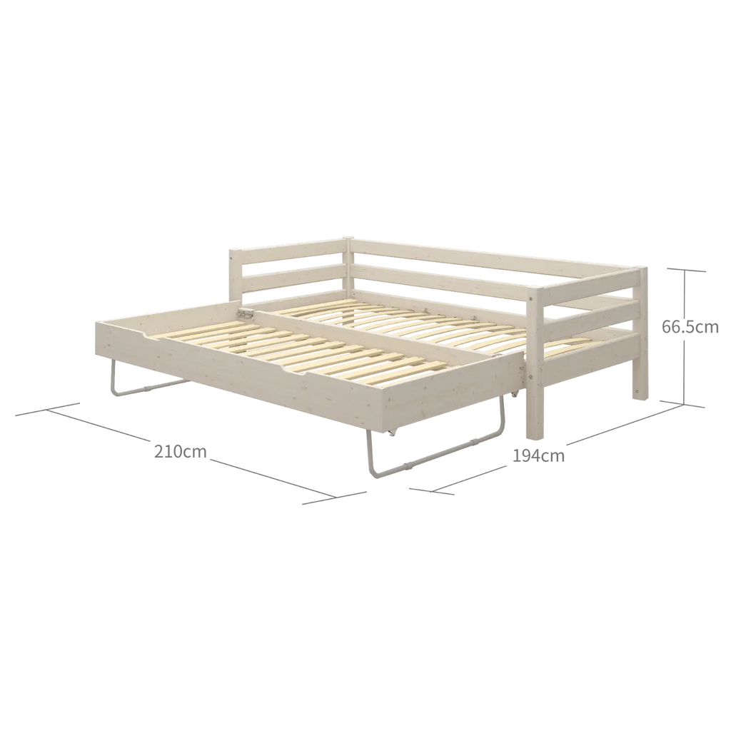 Lit simple avec lit gigogne, 90x200 cm, blanc
