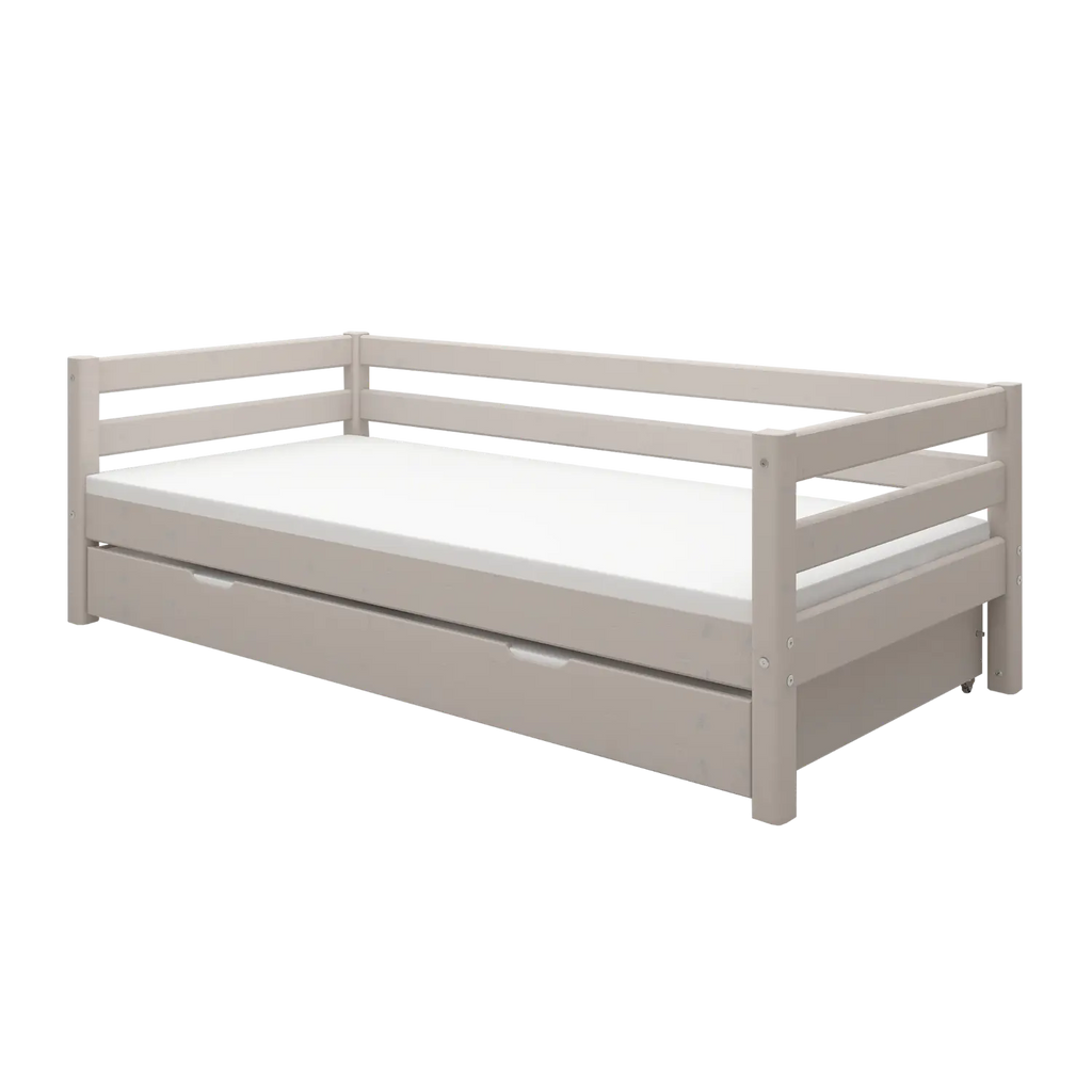 Lit simple avec lit gigogne, 90x200 cm, gris