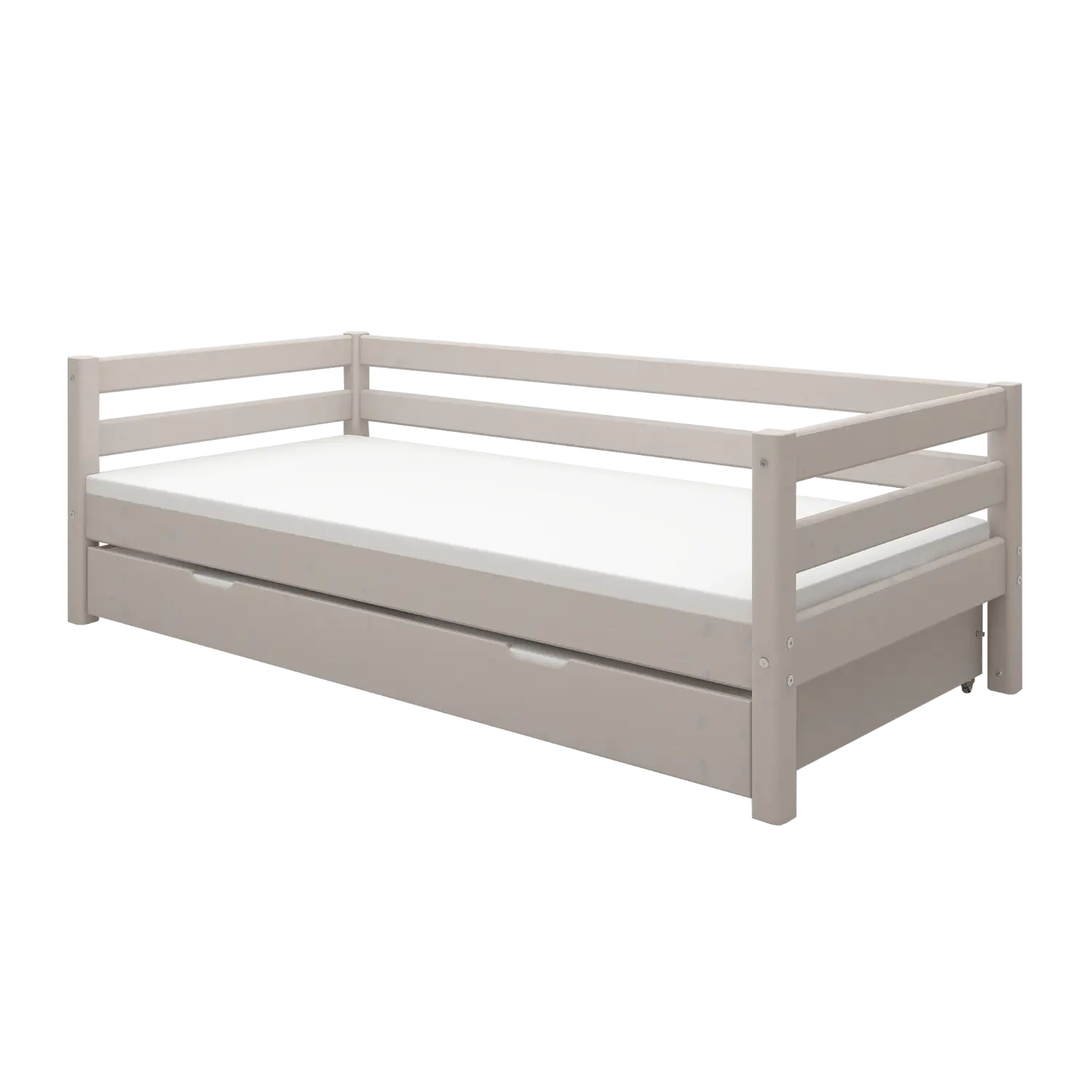 Lit simple avec lit gigogne, 90x200 cm, gris