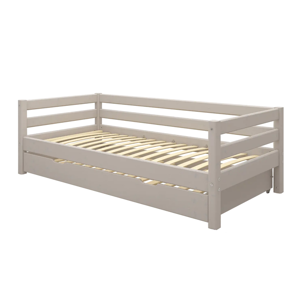 Lit simple avec lit gigogne, 90x200 cm, gris