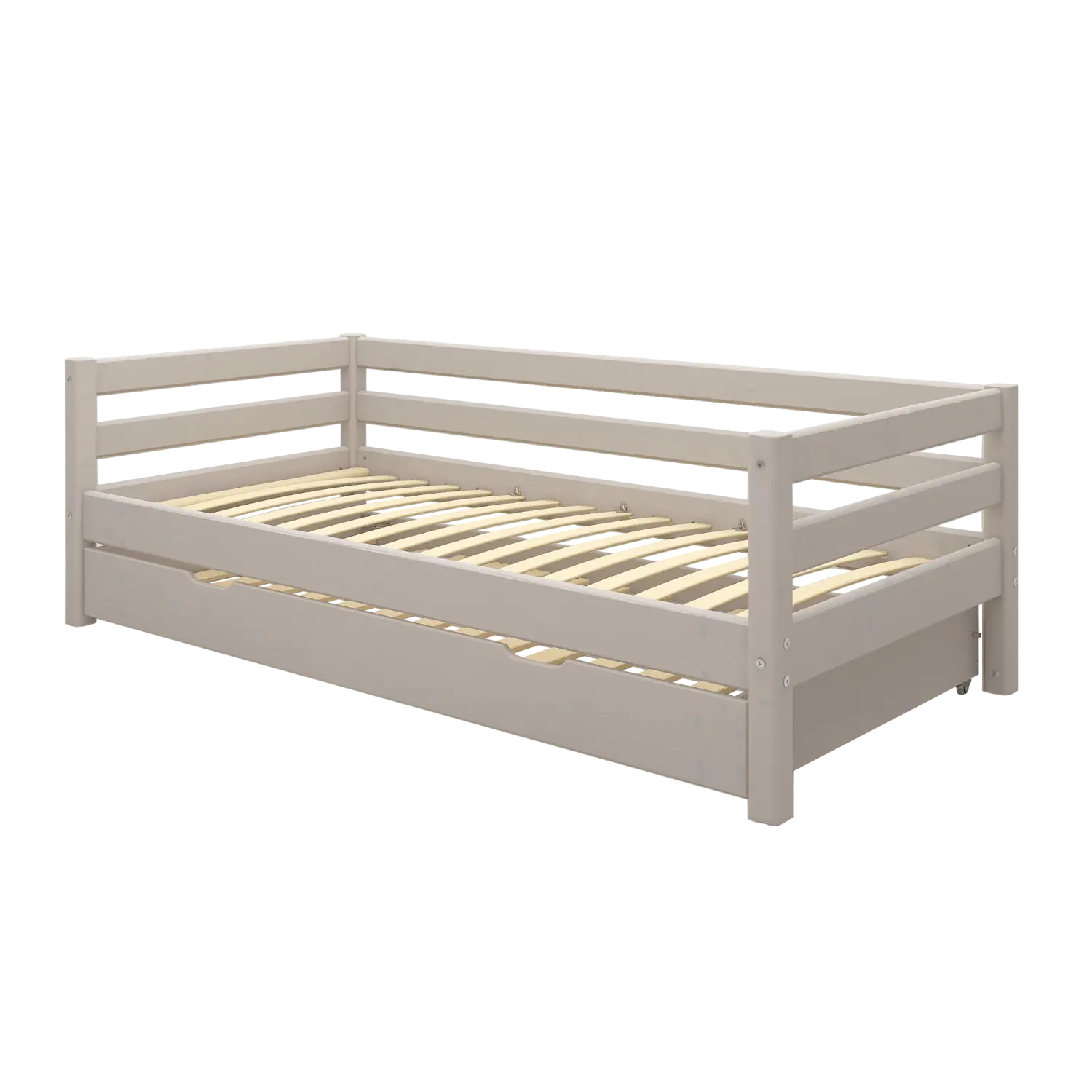 Lit simple avec lit gigogne, 90x200 cm, gris