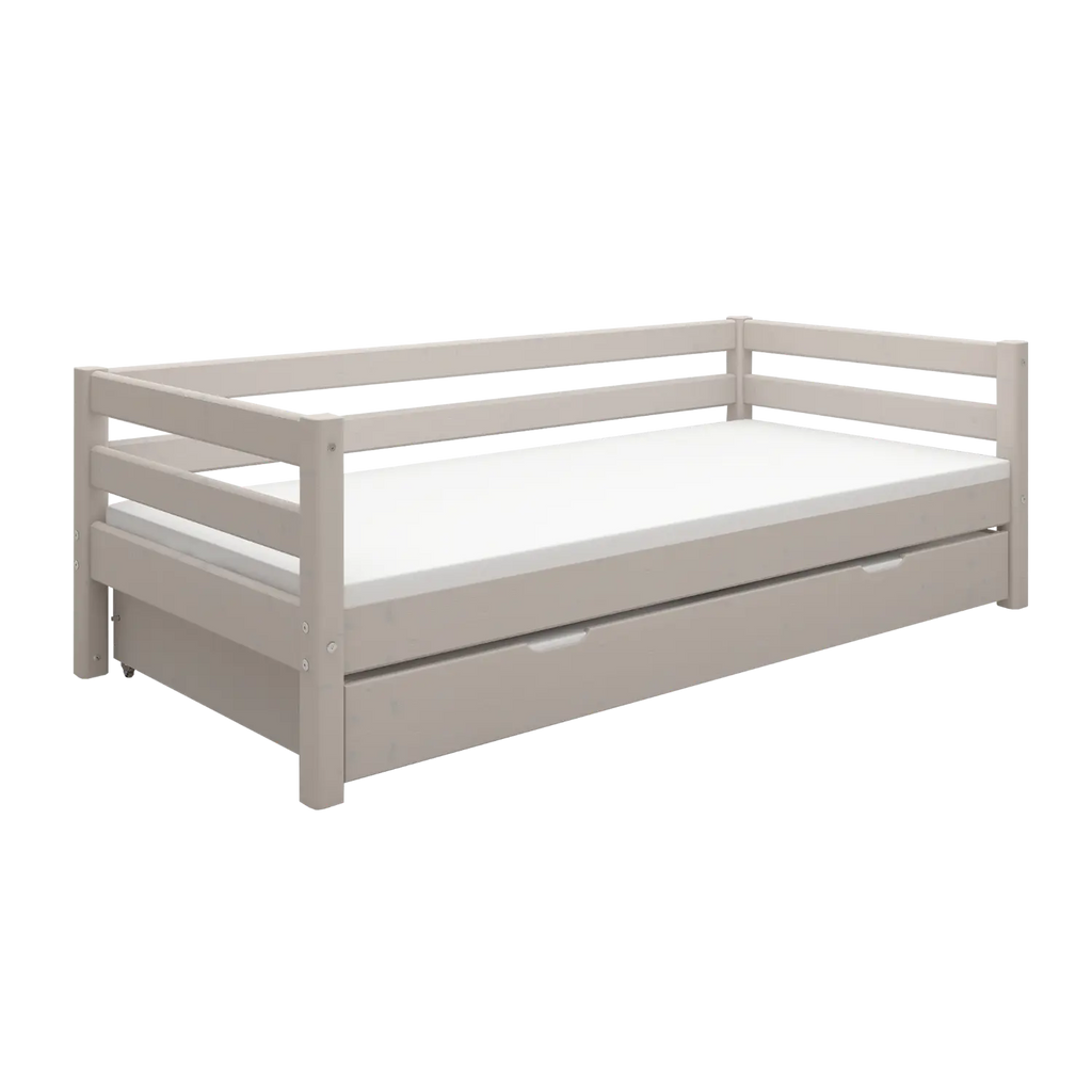 Lit simple avec lit gigogne, 90x200 cm, gris
