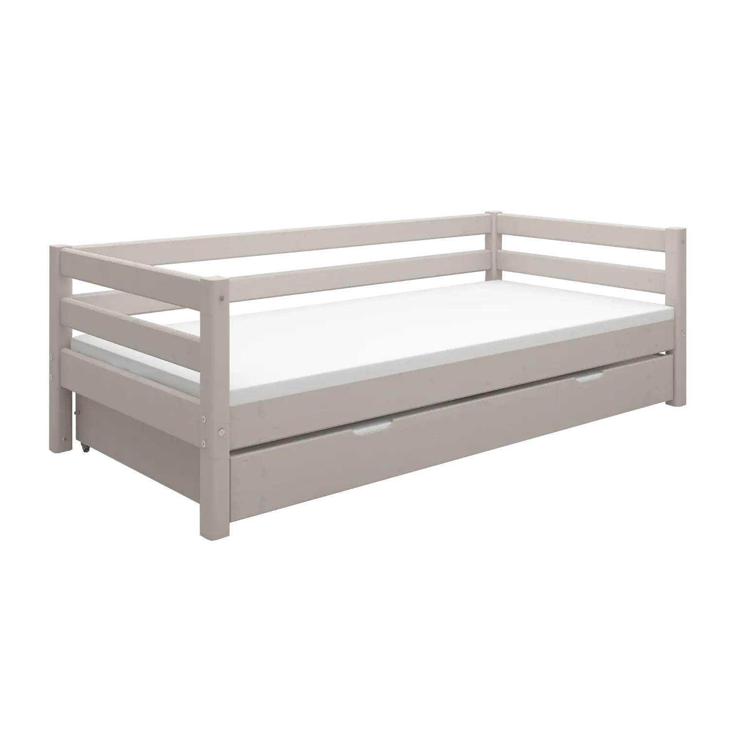 Lit simple avec lit gigogne, 90x200 cm, gris