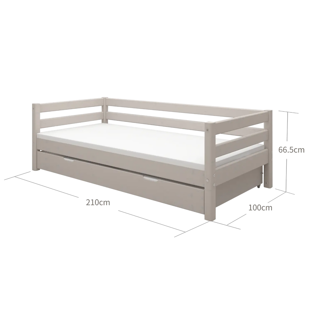 Lit simple avec lit gigogne, 90x200 cm, gris