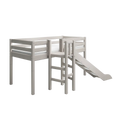 Lit mezzanine 120 cm avec toboggan et barrière de sécurité, 90x200 cm, gris