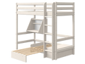 Lit mezzanine 184 cm avec canapé, bureau, échelle et barrière de sécurité, 90x200 cm, blanc