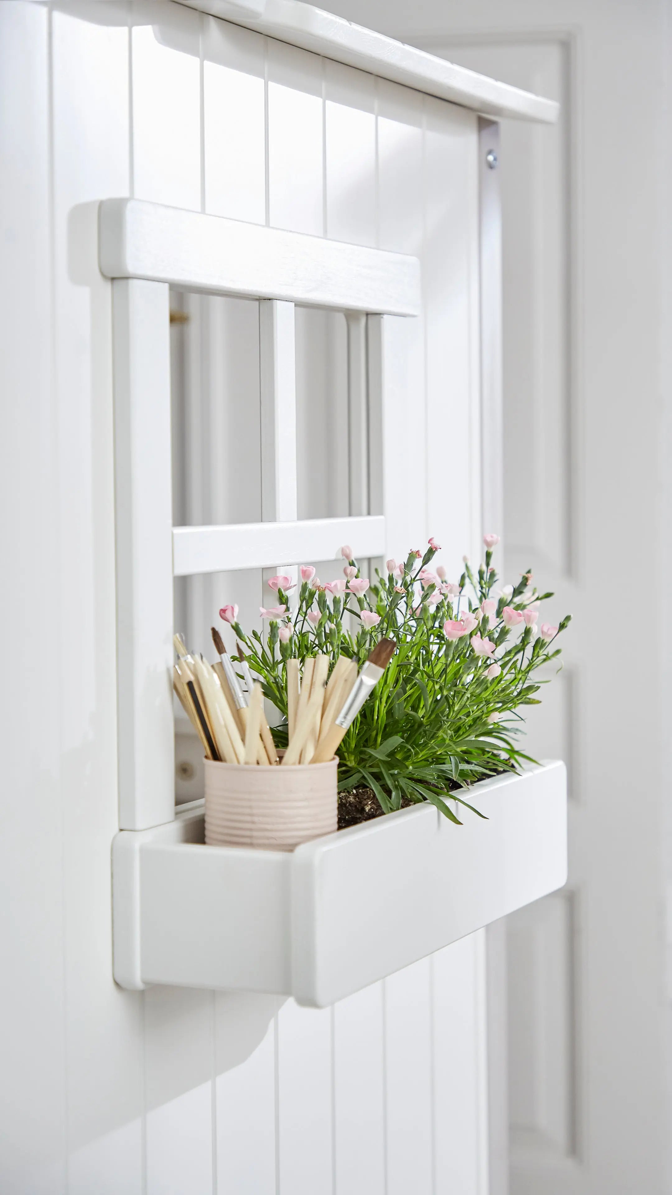 Lit simple avec 1/2 maison, 90x200 cm, Blanc/Gris