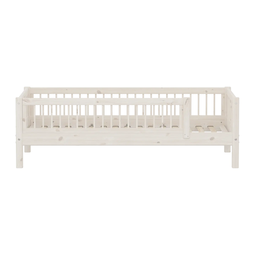 Lit simple avec barrière de sécurité, 90x200 cm, Blanc