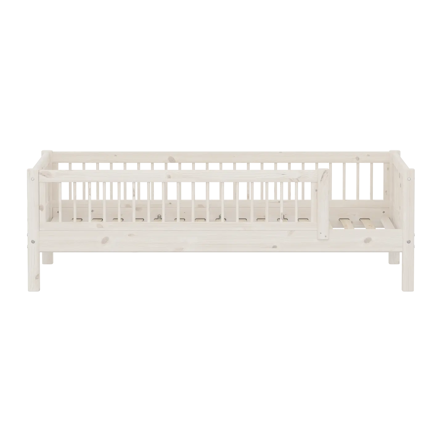Lit simple avec barrière de sécurité, 90x200 cm, Blanc
