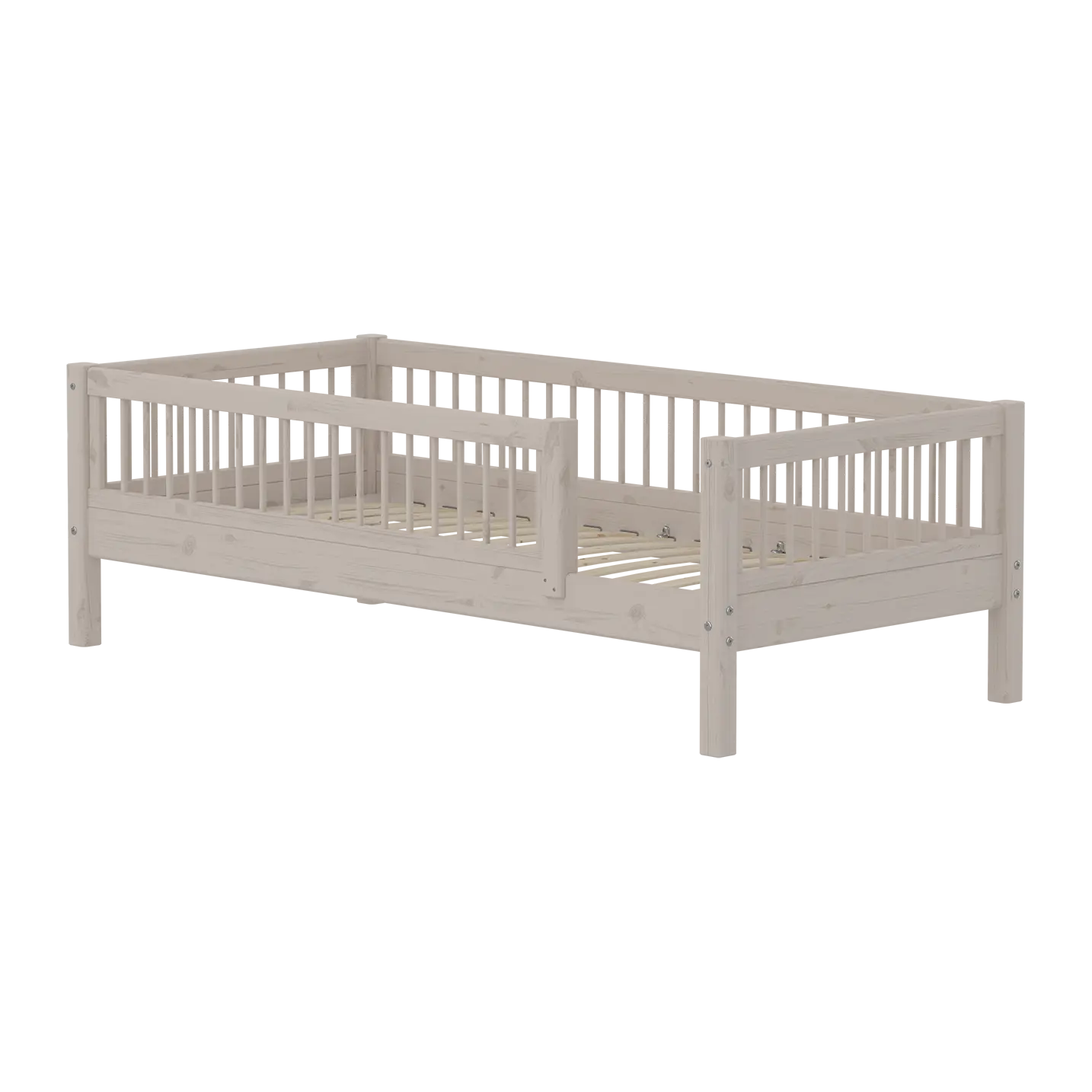 Lit simple avec barrière de sécurité, 90x200 cm, Gris