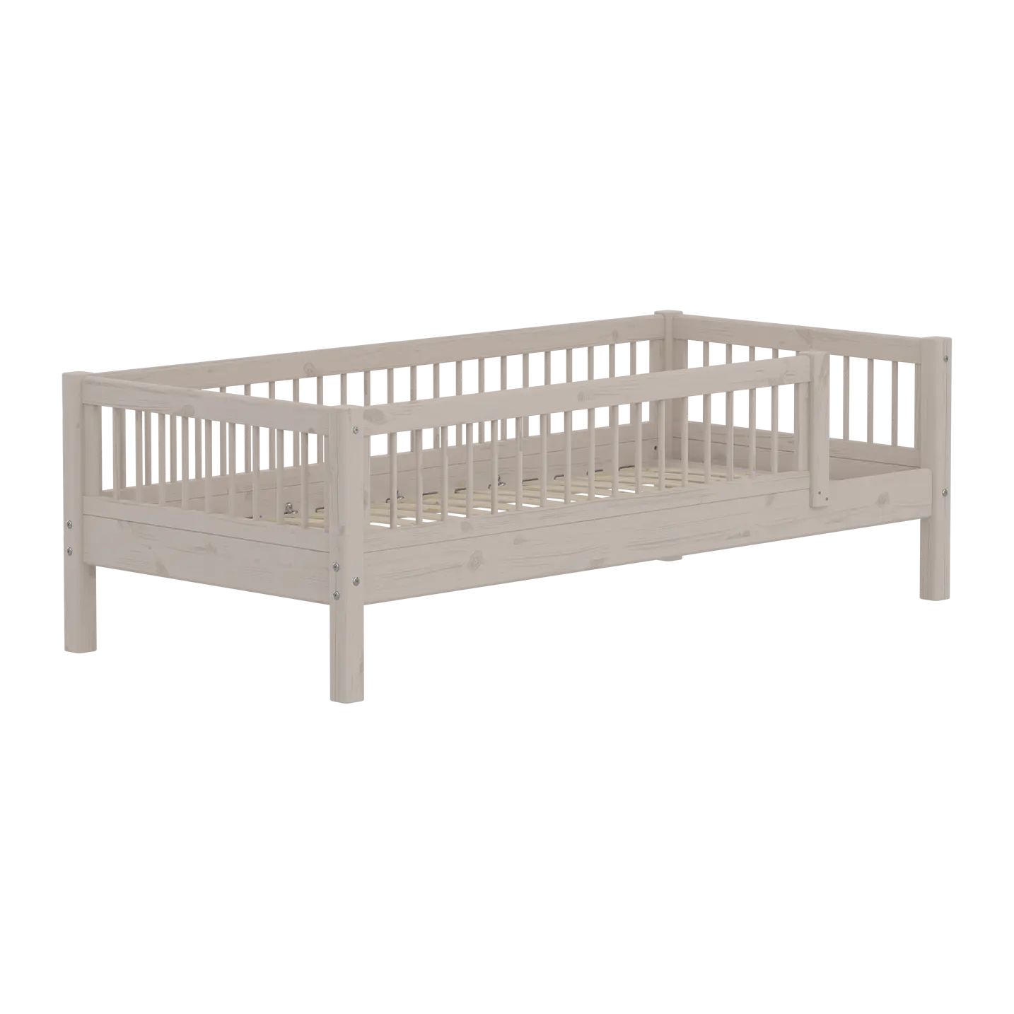 Lit simple avec barrière de sécurité, 90x200 cm, Gris