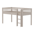 Lit surélevé 120 cm avec barrière de sécurité et échelle, 90x200 cm, gris