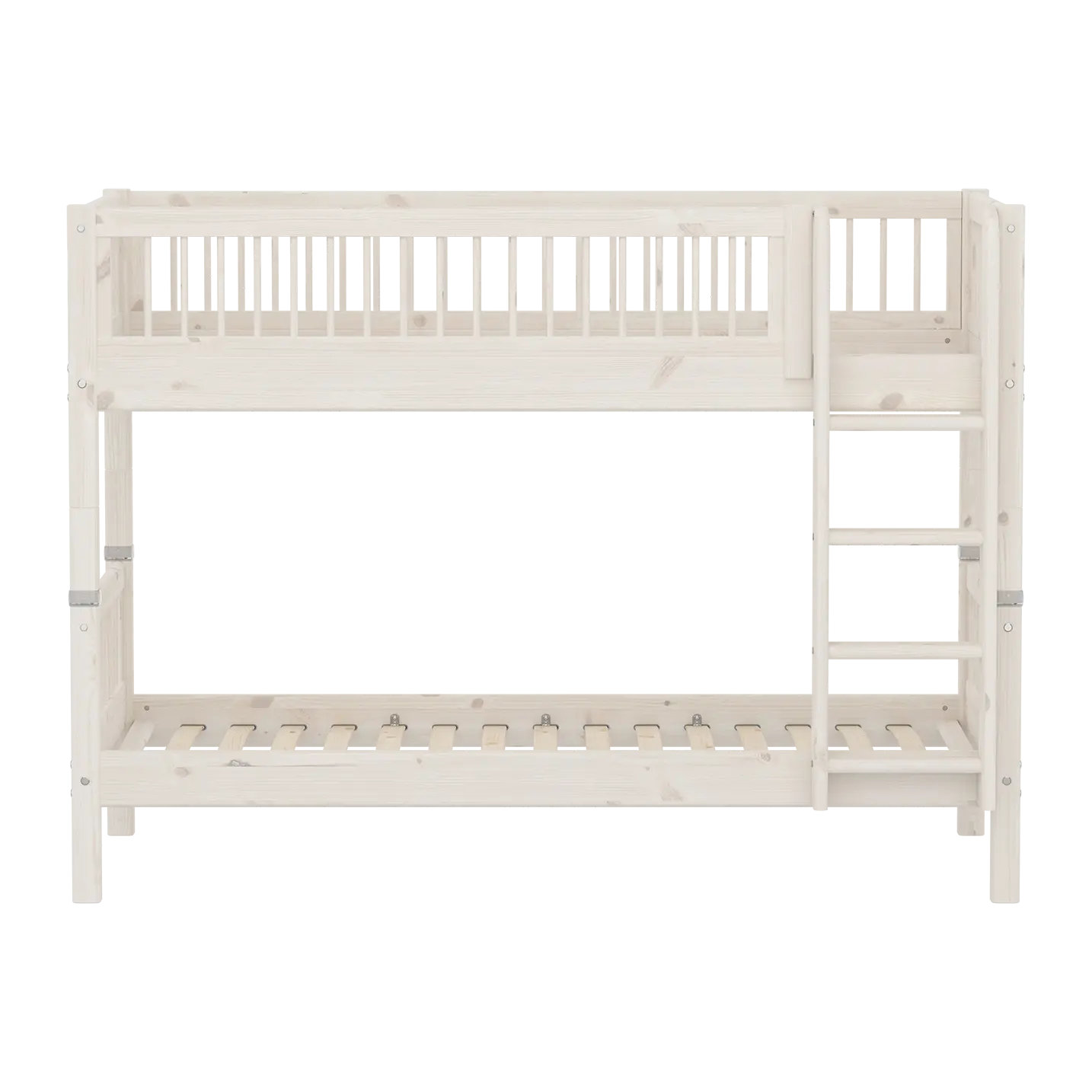 Lit superposé 154 cm avec échelle et barrière de sécurité, 90x200 cm, Blanc