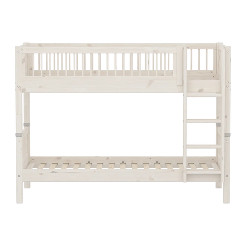 Lit superposé 154 cm avec échelle et barrière de sécurité, 90x200 cm, Blanc