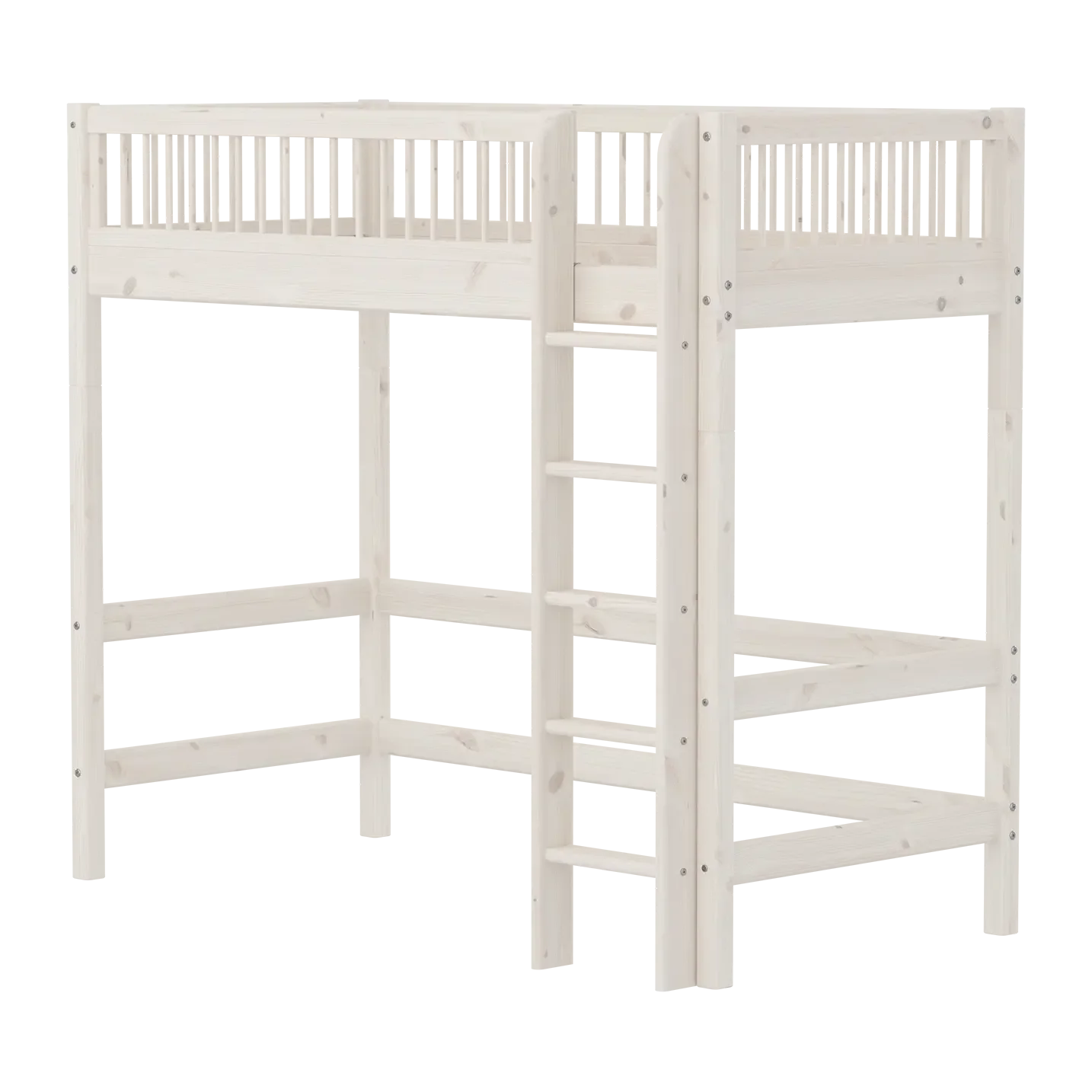 Lit mezzanine 184 cm avec échelle et barrière de sécurité, 90x200 cm, Blanc
