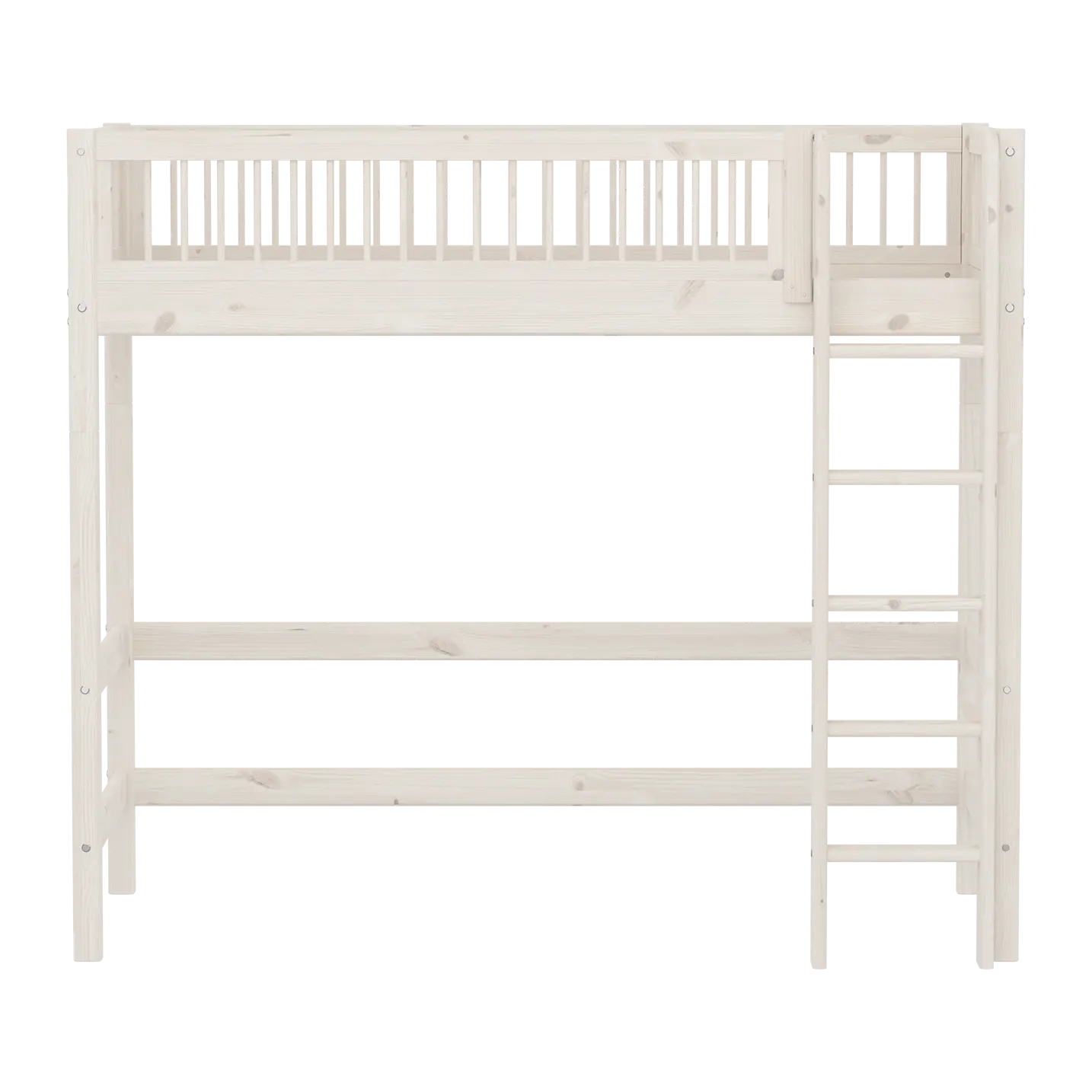 Lit mezzanine 184 cm avec échelle et barrière de sécurité, 90x200 cm, Blanc