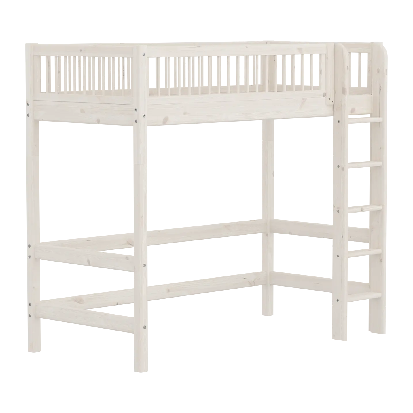 Lit mezzanine 184 cm avec échelle et barrière de sécurité, 90x200 cm, Blanc