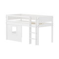 Lit mezzanine 120 cm avec cabane, 90x200 cm, Blanc