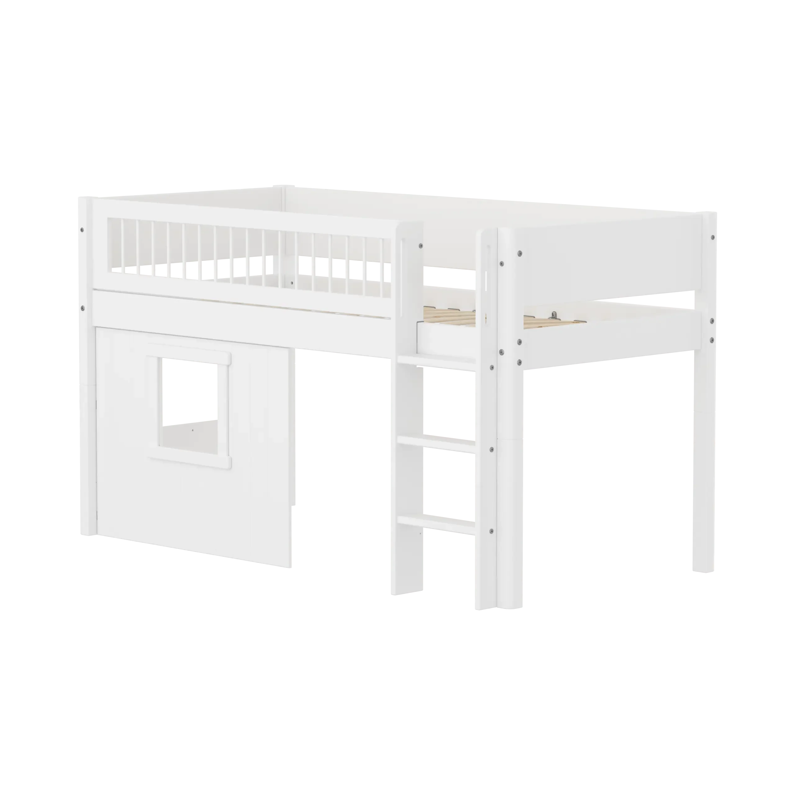 Lit mezzanine 120 cm avec cabane, 90x200 cm, Blanc