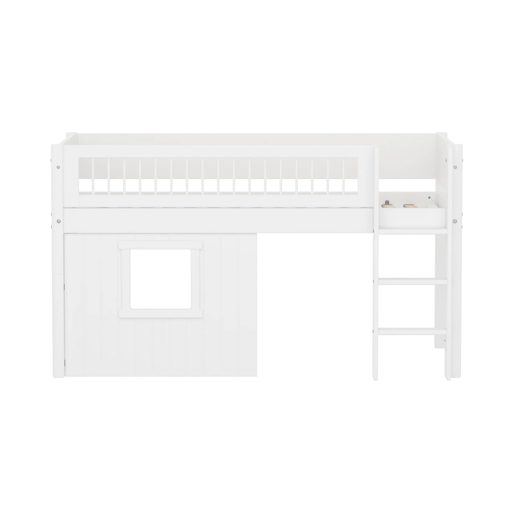 Lit mezzanine 120 cm avec cabane, 90x200 cm, Blanc