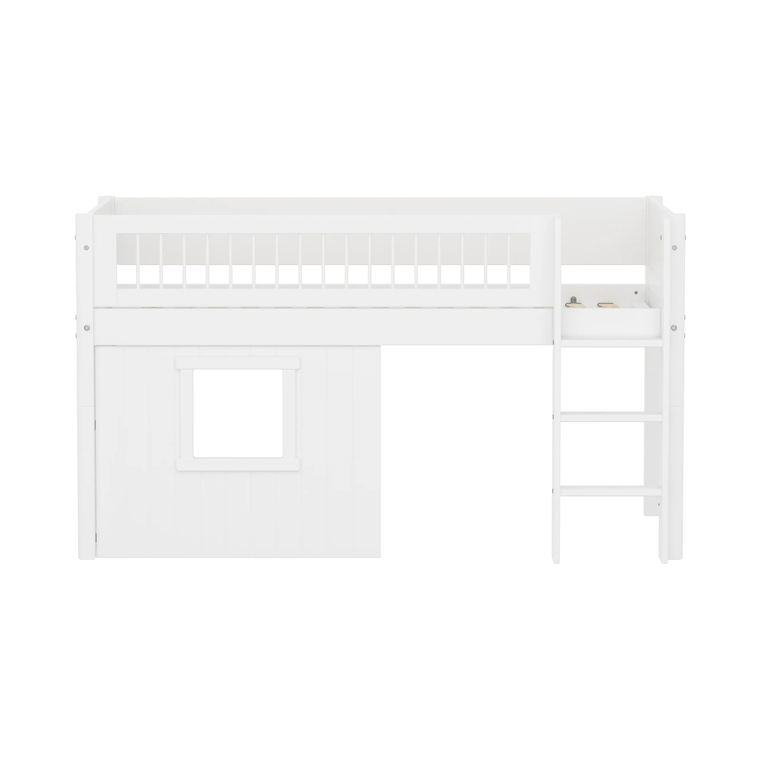 Lit mezzanine 120 cm avec cabane, 90x200 cm, Blanc