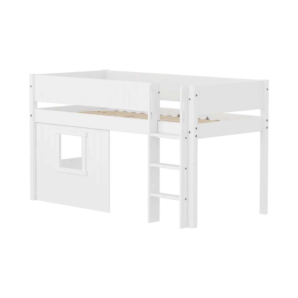 Lit surélevé 120 cm avec cabane, 90x200 cm, Blanc