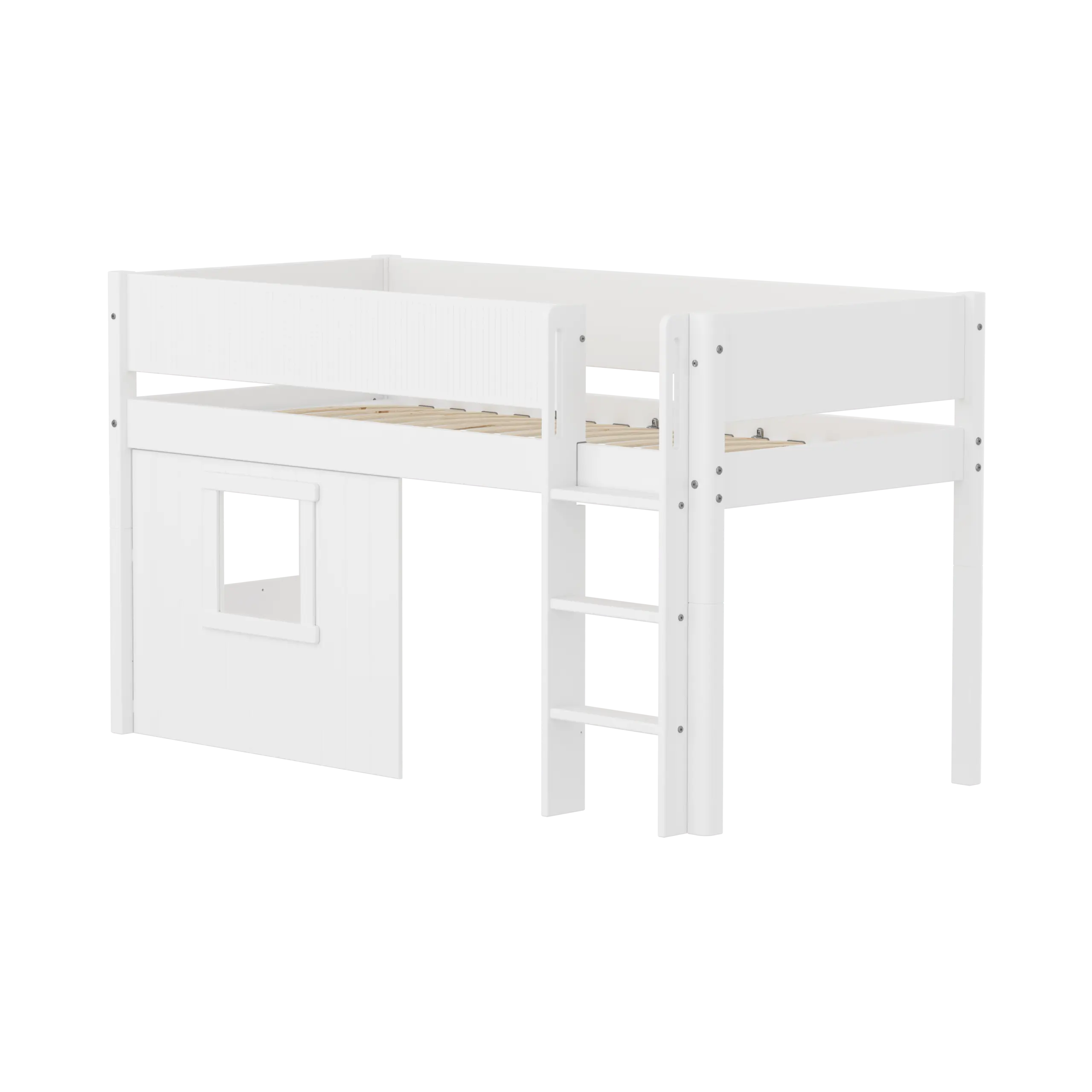 Lit surélevé 120 cm avec cabane, 90x200 cm, Blanc