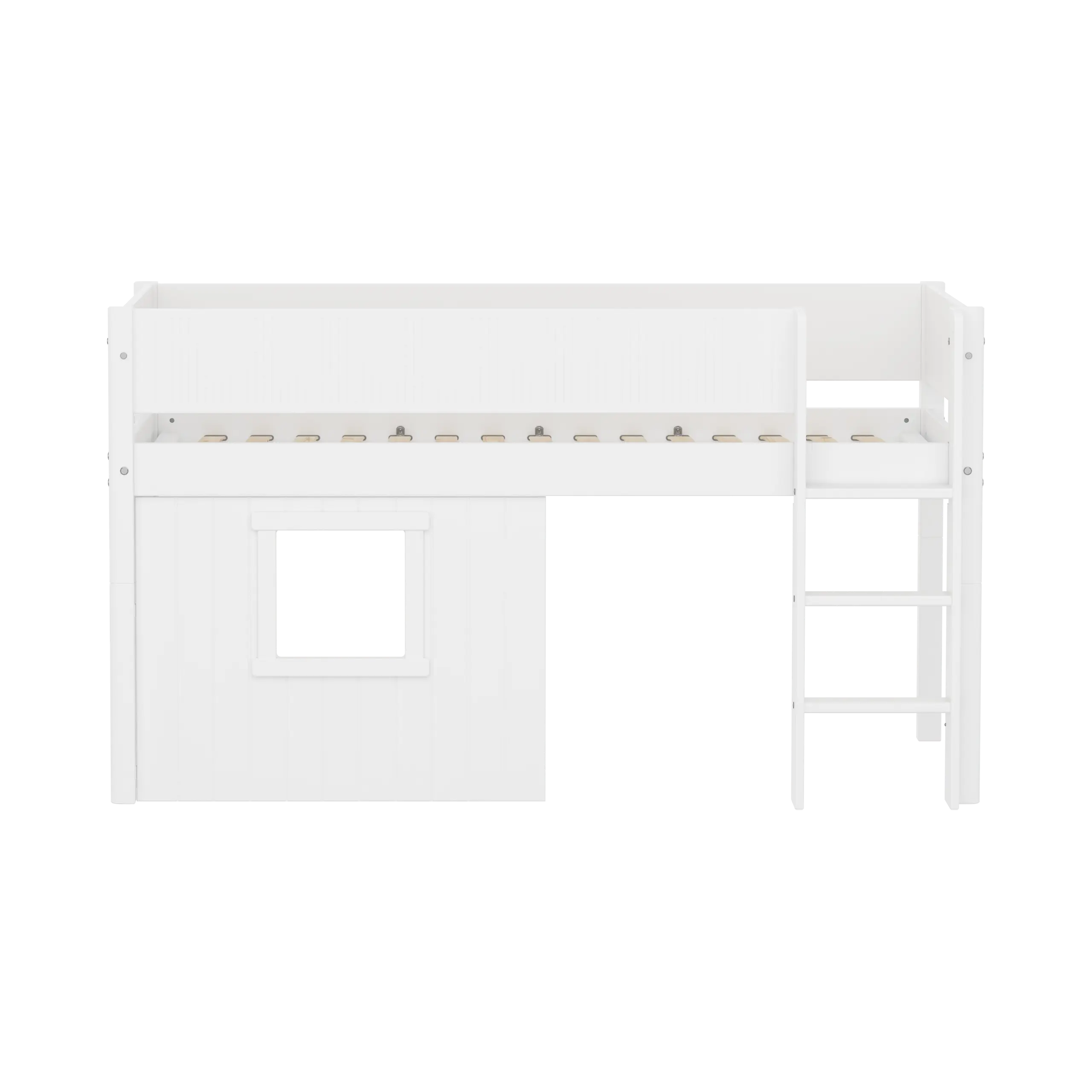 Lit surélevé 120 cm avec cabane, 90x200 cm, Blanc