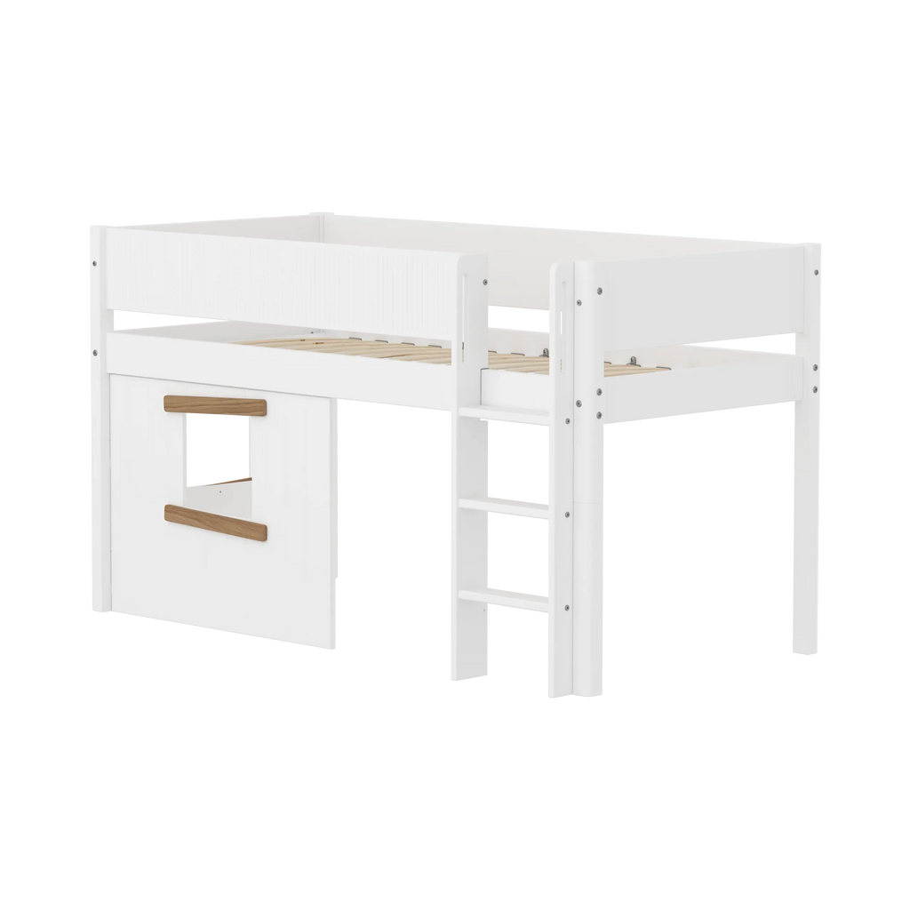 Lit surélevé 120 cm avec cabane, 90x200 cm, Blanc/Chêne