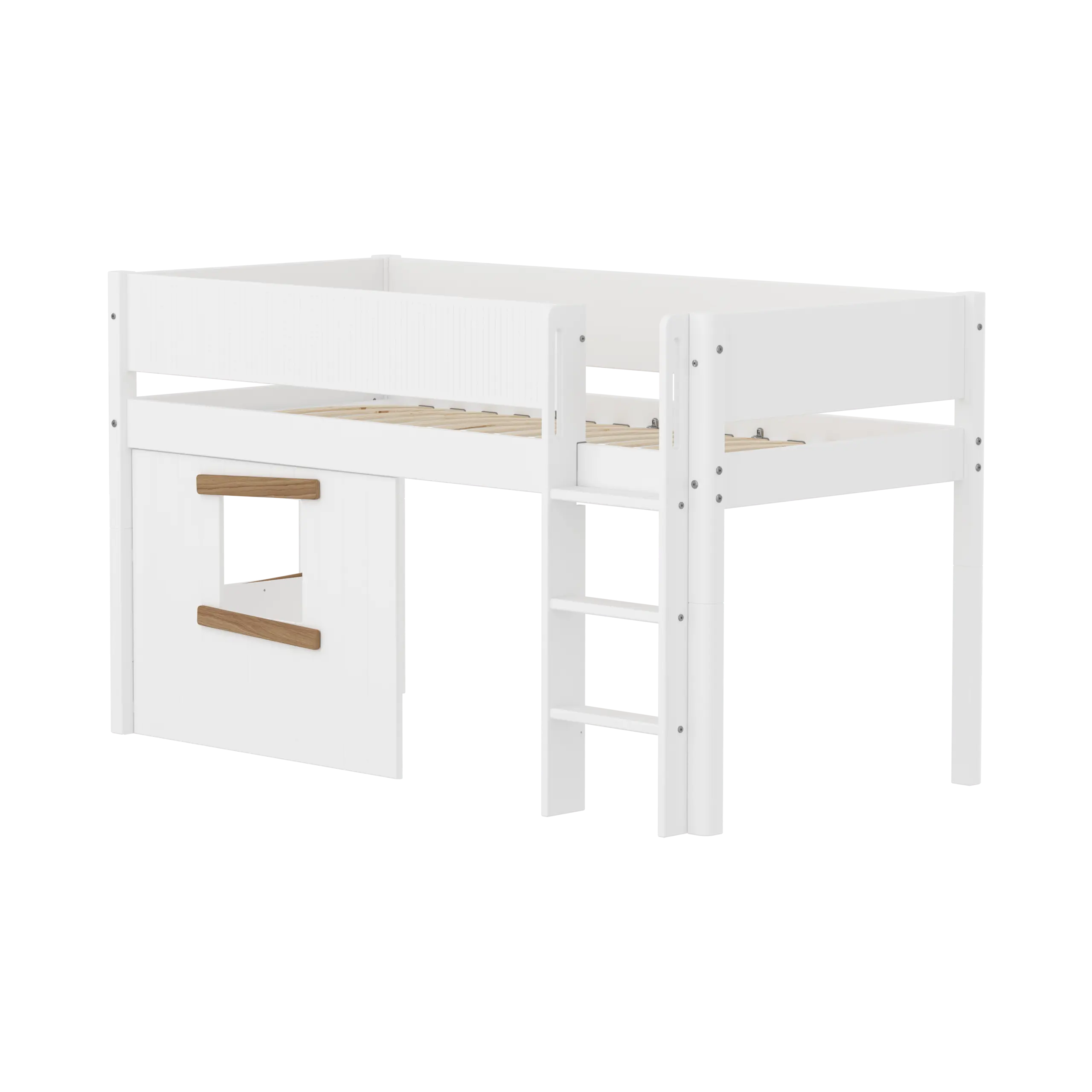 Lit surélevé 120 cm avec cabane, 90x200 cm, Blanc/Chêne