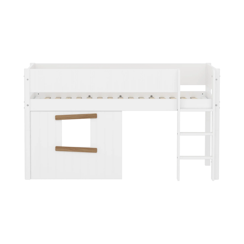Lit surélevé 120 cm avec cabane, 90x200 cm, Blanc/Chêne