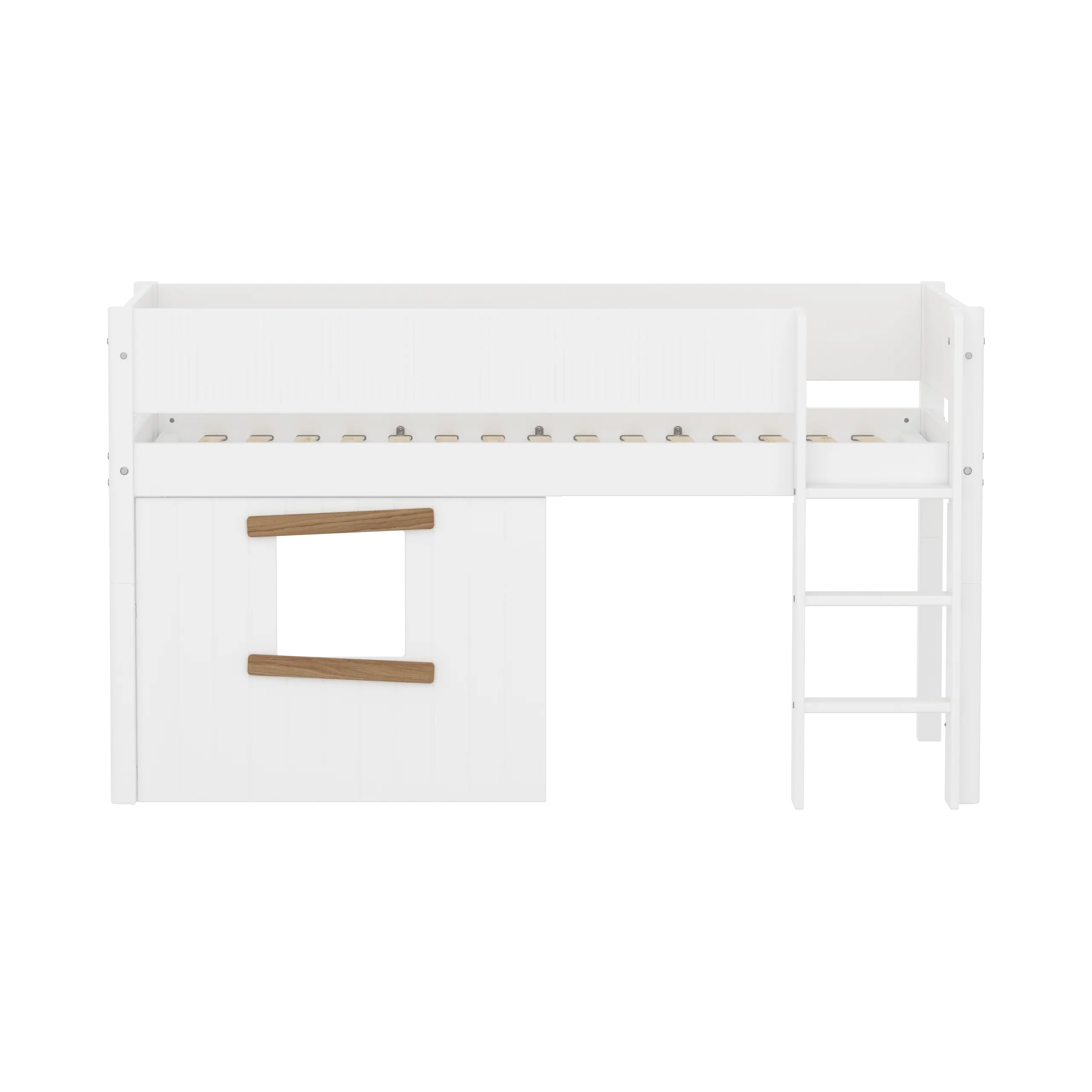 Lit surélevé 120 cm avec cabane, 90x200 cm, Blanc/Chêne