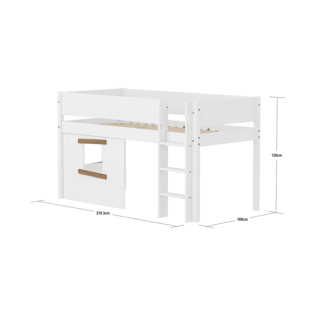Lit surélevé 120 cm avec cabane, 90x200 cm, Blanc/Chêne