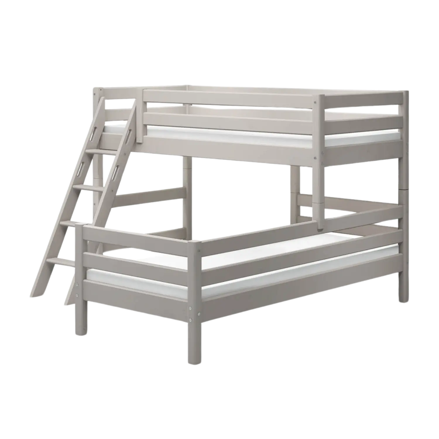 Lit superposé 143 cm avec échelle et barrière de sécurité, 90x200 cm, Gris