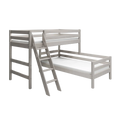 Lit superposé 143 cm avec échelle et barrière de sécurité, 90x200 cm, Gris