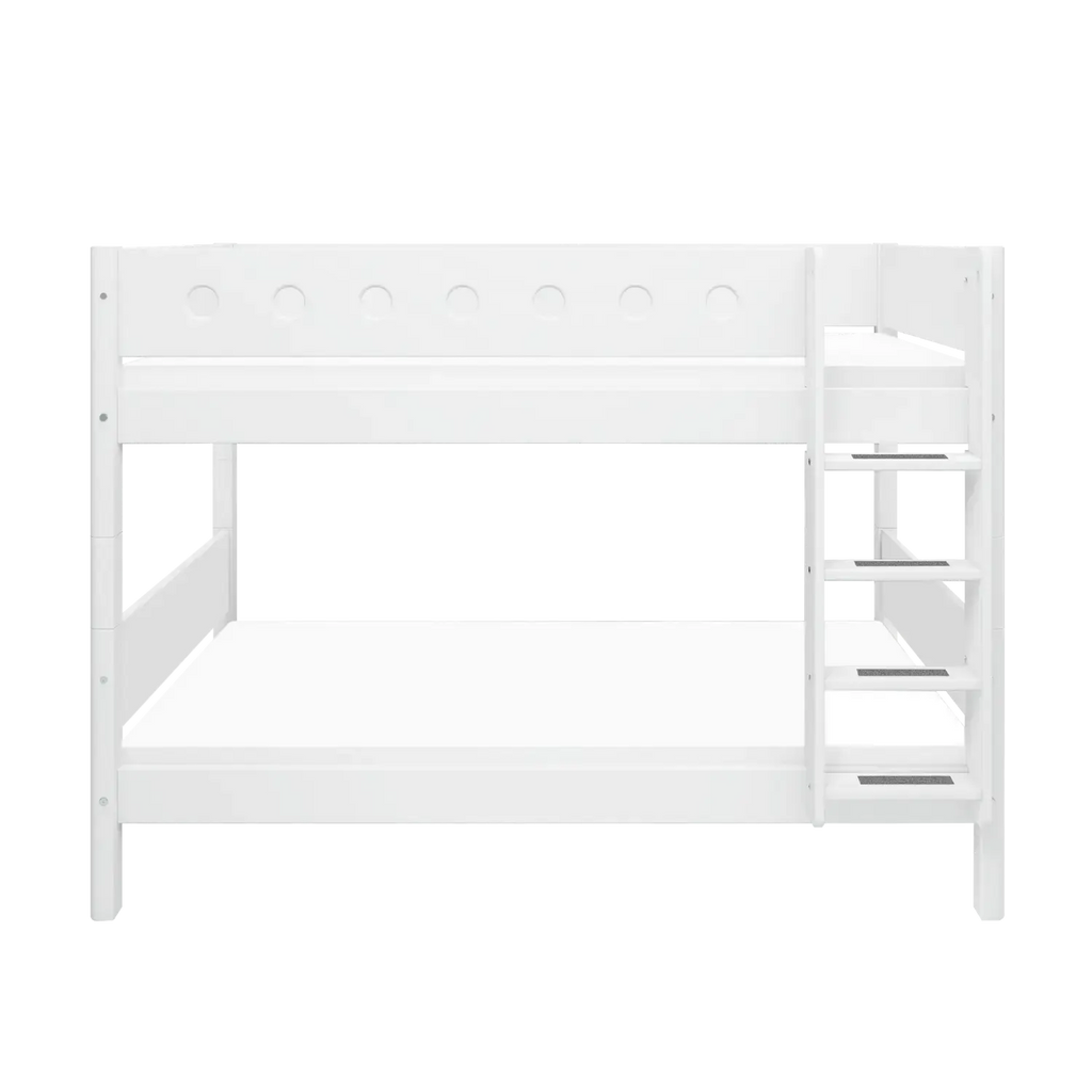Lit superposé 154 cm avec échelle et barrière de sécurité, 90x200 cm, Blanc