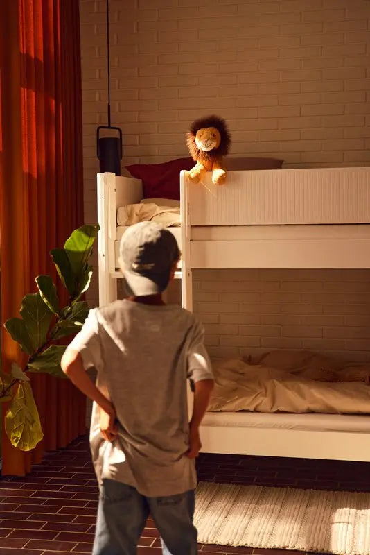 Lit superposé 154 cm avec échelle et barrière de sécurité, 90x200 cm, Blanc