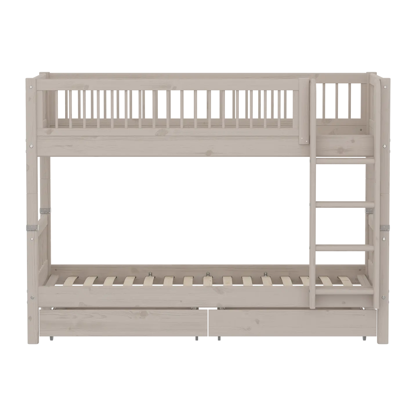 Lit superposé 154 cm avec rangement et barrière de sécurité, 90x200 cm, Gris