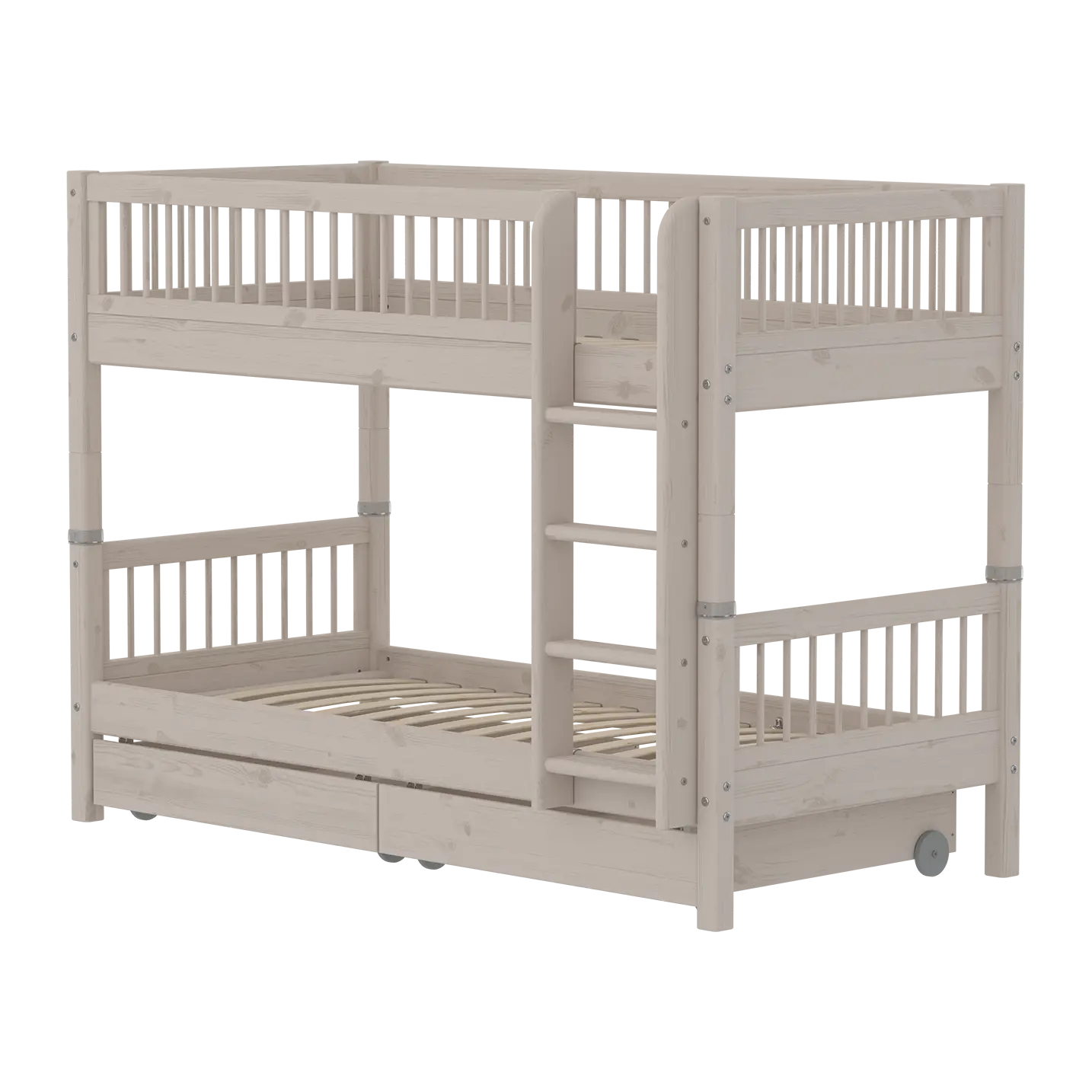 Lit superposé 154 cm avec rangement et barrière de sécurité, 90x200 cm, Gris